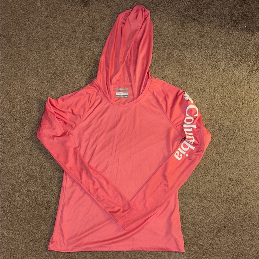 Columbia Pink Hooded Long Sleeve Shirt Omni-Shade Sun Protection - Picture 3 of 4